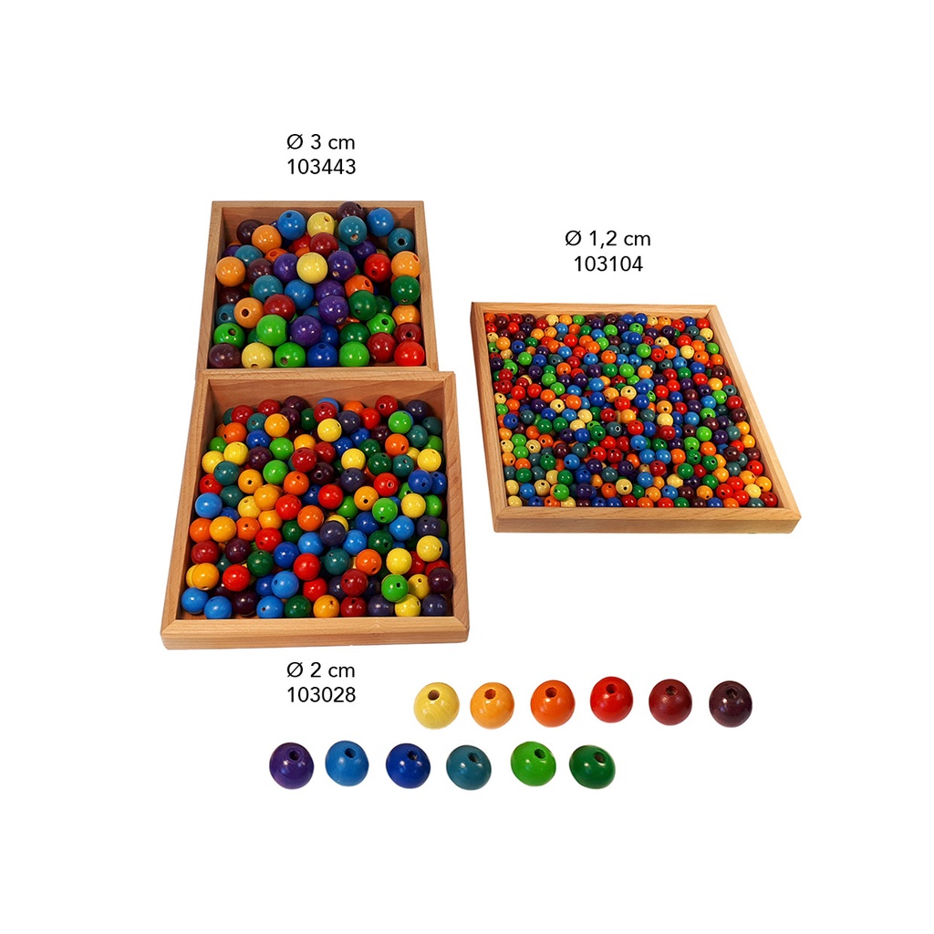 120 Kleine Holzperlen - Regenbogen