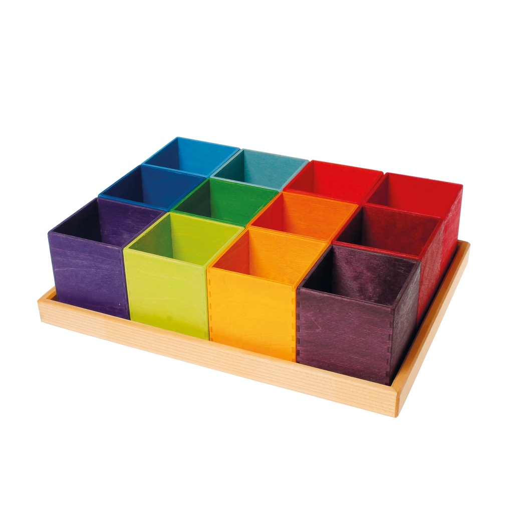 Holzkisten 12er im Rahmen - Regenbogen
