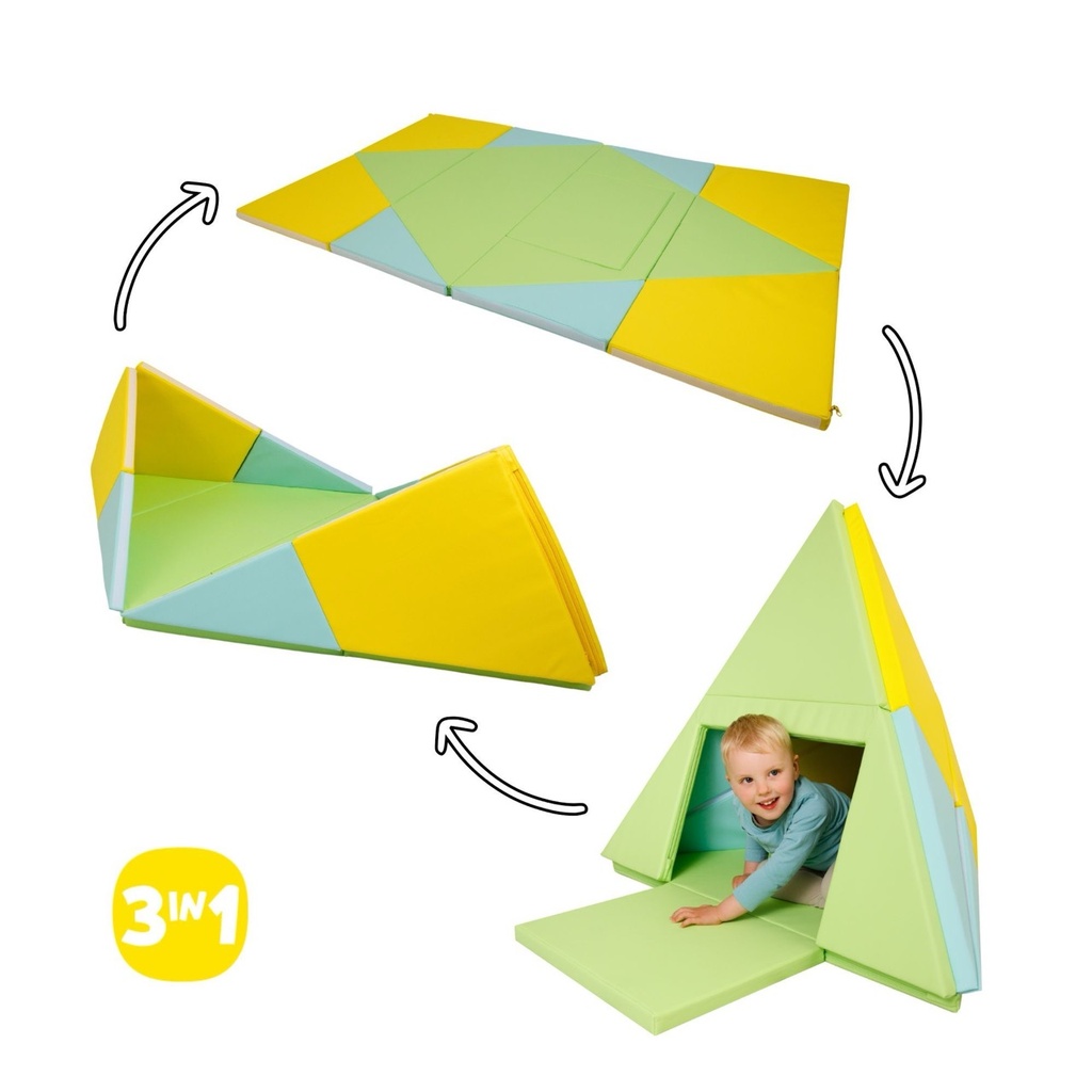 3-in-1 faltbare Spielmatte Tipi-Zelt & Boot